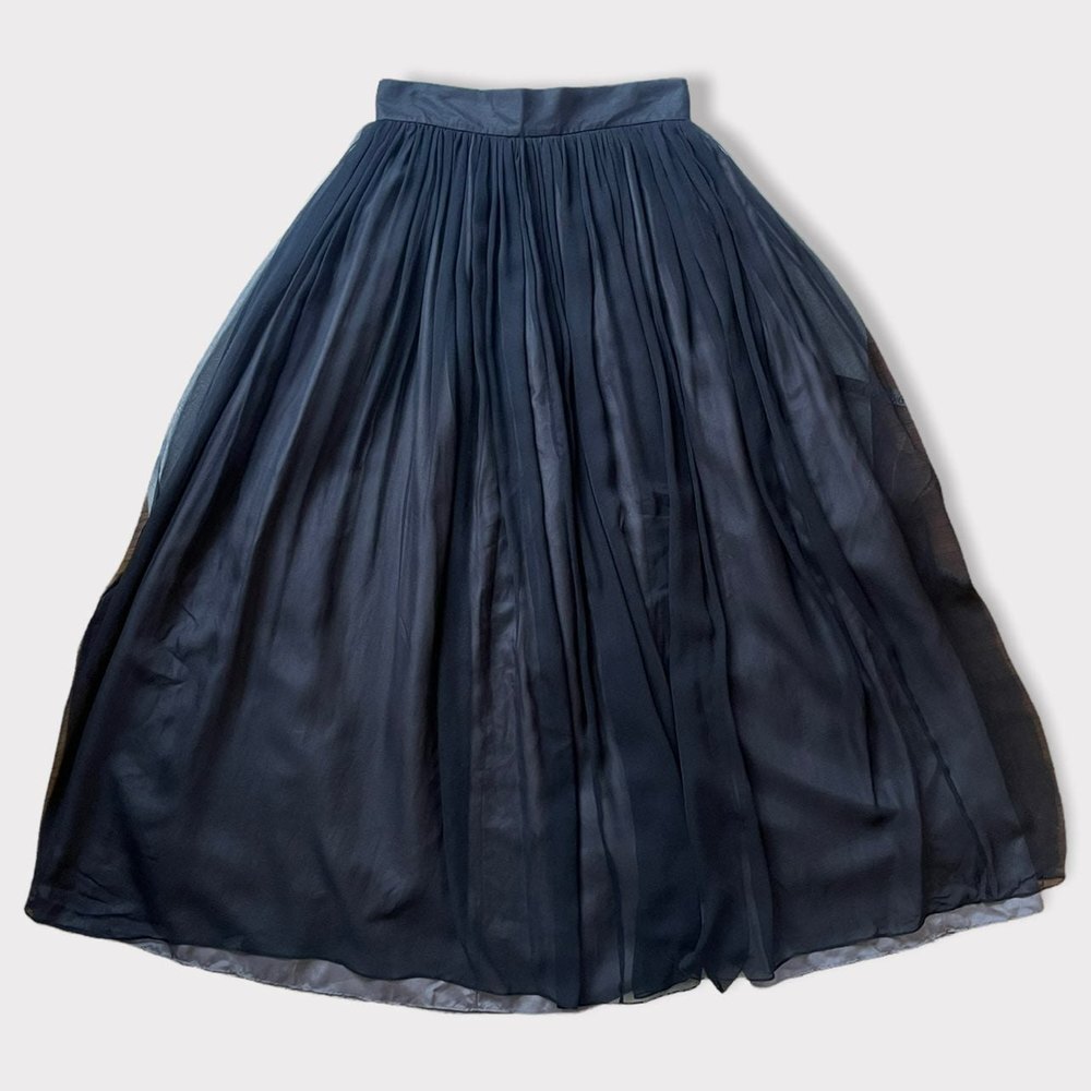 Jones New York Black Silk Highwaisted Midi Skirt Size 8 - Picture 4 of 9